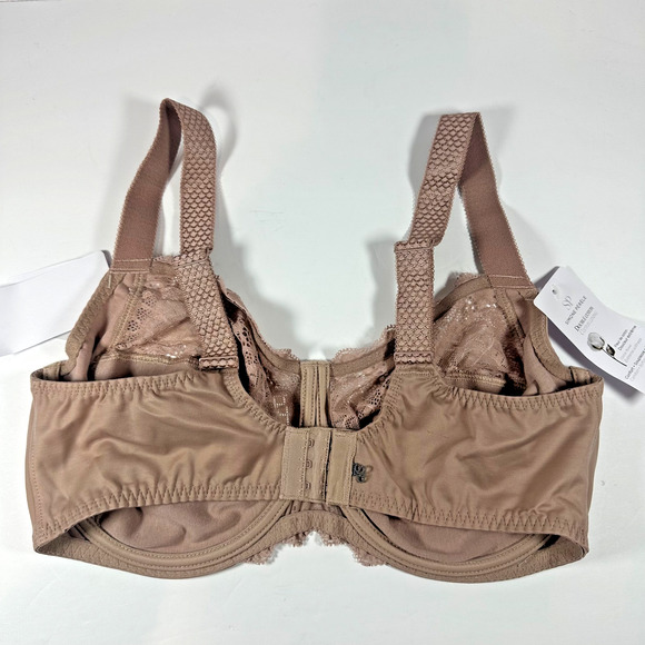 Simone Perele Bra 36F Caresse Full Cup U/W + Large Bikini Panties Coco Brown NWT - Picture 5 of 15